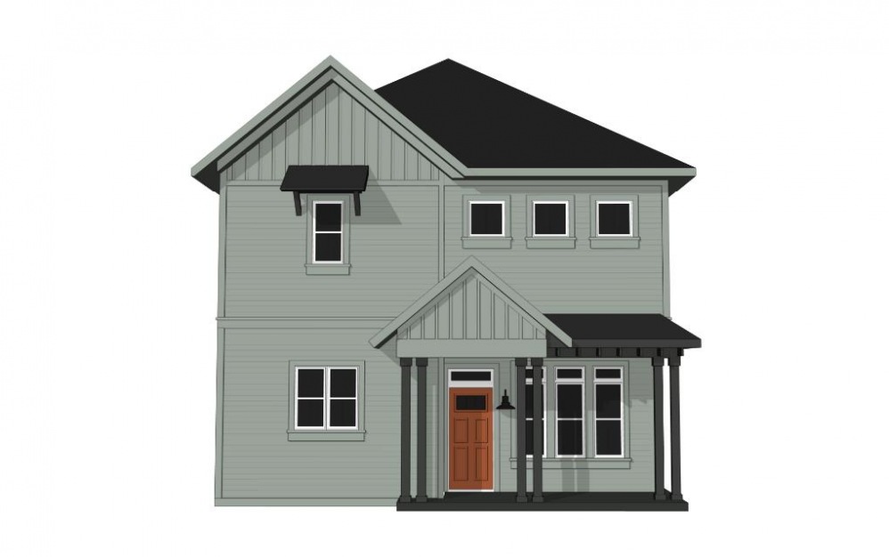 Two Bedroom Cottage (B1C) - 2 bedroom floorplan layout with 2.5 bathrooms and 1207 square feet (Exterior)